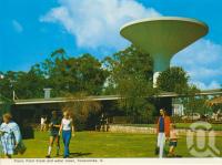 <span class="caption-caption">Picnic Point Kiosk and water tower, Toowoomba</span>, c1965. <br />Postcard folder by <span class="caption-publisher">Murray Views Pty Ltd</span>, collection of <span class="caption-contributor">Centre for the Government of Queensland</span>.