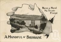 <span class="caption-caption">Victoria Bridge, Brisbane</span>, c1914. <br />Postcard by <span class="caption-publisher">Unknown Publisher</span>, collection of <span class="caption-contributor">Centre for the Government of Queensland</span>.