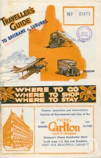 <span class="caption-caption">Traveller's Guide to Brisbane and Suburbs</span>, c1928. <br />Pamphlet by <span class="caption-publisher">Unknown Publisher</span>, collection of <span class="caption-contributor">Centre for the Government of Queensland</span>.
