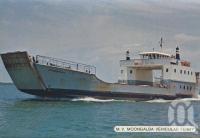 <span class="caption-caption">MV Moongalba Vehicular Ferry</span>, c1980. <br />Postcard folder by <span class="caption-publisher">Sydney G Hughes Pty Ltd</span>, collection of <span class="caption-contributor">Centre for the Government of Queensland</span>.