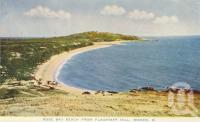 <span class="caption-caption">Rose Bay Beach from Flagstaff Hill, Bowen</span>, c1955. <br />Postcard folder by <span class="caption-publisher">Sydney G Hughes Pty Ltd</span>, collection of <span class="caption-contributor">Centre for the Government of Queensland MS</span>.