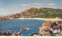 <span class="caption-caption">Horseshoe Bay, Bowen</span>, c1955. <br />Postcard folder by <span class="caption-publisher">Sydney G Hughes Pty Ltd</span>, collection of <span class="caption-contributor">Centre for the Government of Queensland MS</span>.