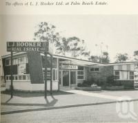 <span class="caption-caption">Office of LJ Hooker at Palm Beach Estate</span>. <br />From <span class="caption-book">Gold Coast: The story of the Gold Coast of Queensland and Hinterland</span>, 1958, collection of <span class="caption-contributor">John Young</span>.