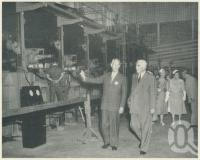 <span class="caption-caption">Prime Minister menzies on an inspection of the Petrie paper mill</span>, 1957. <br />Booklet, collection of <span class="caption-contributor">John Young</span>.