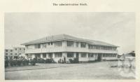 <span class="caption-caption">The administration block, Petrie paper mil</span>, 1957. <br />Booklet, collection of <span class="caption-contributor">John Young</span>.