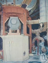 <span class="caption-caption">The giant hydrapulper, Petrie paper mill</span>, 1957. <br />Booklet, collection of <span class="caption-contributor">John Young</span>.