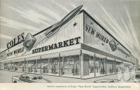 <span class="caption-caption">Artist's impression of Coles New World Supermarket, Stafford</span>, 1963. <br />Journal, collection of <span class="caption-contributor">John Young</span>.