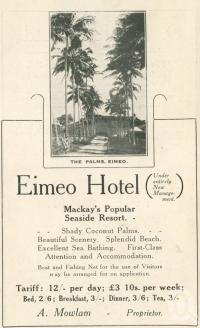 <span class="caption-caption">The Palms, Eimeo</span>. <br />From <span class="caption-book">The Mackay District</span>, <span class="caption-creator">Queensland Government Intelligence and Tourist Bureau</span>, Brisbane, 1924, collection of <span class="caption-contributor">Centre for the Government of Queensland</span>.