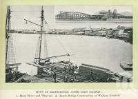 <span class="caption-caption">Views of Maryborough, Mary River and wharves and bridge construction at Walkers Ltd</span>. <br />From <span class="caption-book">Glimpses of Sunny Queensland (2nd edition)</span>, <span class="caption-creator">Queensland Government Intelligence and Tourist Bureau</span>, Brisbane, 1912, collection of <span class="caption-contributor">Centre for the Government of Queensland</span>.