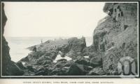 <span class="caption-caption">Outside Devil's Kitchen, Noosa Heads</span>. <br />From <span class="caption-book">Glimpses of Sunny Queensland (3rd edition)</span>, <span class="caption-creator">Queensland Government Intelligence and Tourist Bureau</span>, Brisbane, 1914, collection of <span class="caption-contributor">Centre for the Government of Queensland</span>.