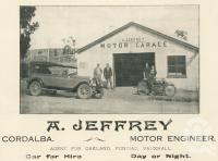 <span class="caption-caption">A. Jeffrey, Motor Garage, Cordalba</span>. <br />From <span class="caption-book">The Burnett and Isis Pictorial</span>, <span class="caption-creator">Richards & Kingdon</span>, Bundaberg, 1927, collection of <span class="caption-contributor">Centre for the Government of Queensland</span>.