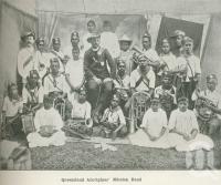 <span class="caption-caption">Queensland Aborigines' Mission Band</span>. <br />From <span class="caption-book">Australia Unlimited</span>, <span class="caption-creator">Edwin J Brady</span>, <span class="caption-publisher">George Robertson & Co</span>, Melbourne, 1918, collection of <span class="caption-contributor">Centre for the Government of Queensland</span>.