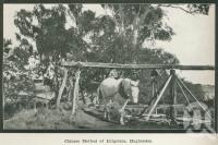 <span class="caption-caption">Chinese method of irrigation, Hughenden</span>. <br />From <span class="caption-book">Australia Unlimited</span>, <span class="caption-creator">Edwin J Brady</span>, <span class="caption-publisher">George Robertson & Co</span>, Melbourne, 1918, collection of <span class="caption-contributor">Centre for the Government of Queensland</span>.