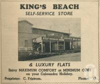 <span class="caption-caption">King's Beach self-service store</span>. <br />From <span class="caption-book">Penrod's 150 miles round Brisbane</span>, <span class="caption-creator">Penrod Guide Book Company</span>, Brisbane, 1956, collection of <span class="caption-contributor">Centre for the Government of Queensland</span>.