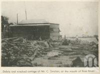 <span class="caption-caption">Cottage at mouth of Ross River, Townsville cyclone</span>, 1940. <br />Newspaper, collection of <span class="caption-contributor">John Young</span>.