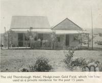 <span class="caption-caption">The old Thornbrough Hotel, Hodgkinson Gold Field</span>, 1940. <br />Newspaper, collection of <span class="caption-contributor">John Young</span>.