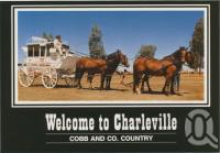 <span class="caption-caption">This 14 passenger coach was bought by the Mulga Tourist Association in 1987, finished in white enamel it is a replica of the type built in the Charleville Cobb & Co Factory at the turn of the century, Charleville</span>, c1970-2000. <br />Postcard, collection of <span class="caption-contributor">Murray Views Collection</span>.