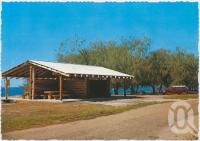 <span class="caption-caption">Log Cabin shelter shed, Woodgate</span>, c1970-2000. <br />Postcard, collection of <span class="caption-contributor">Murray Views Collection</span>.