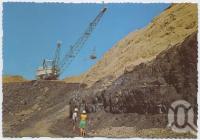 <span class="caption-caption">The open cut coal mine, showing the giant Dragline removing the overburden, Moranbah</span>, c1970-2000. <br />Postcard, collection of <span class="caption-contributor">Murray Views Collection</span>.