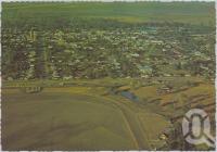 <span class="caption-caption">Aerial View, showing the racetrack in the foreground, Goondiwindi</span>, c1970-2000. <br />Postcard, collection of <span class="caption-contributor">Murray Views Collection</span>.