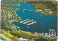<span class="caption-caption">Aerial view showing the Southport Boat Harbour and Broadwater, Main Beach - Southport, Gold Coast</span>, c1970-2000. <br />Postcard, collection of <span class="caption-contributor">Murray Views Collection</span>.