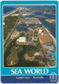<span class="caption-caption">An aerial of Sea World, looking south to the highrise of Surfers Paradise</span>, c1970-2000. <br />Postcard, collection of <span class="caption-contributor">Murray Views Collection</span>.
