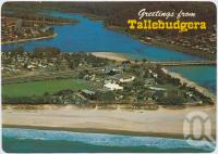 <span class="caption-caption">Aerial view showing the Camp School on the surfing beach and the bank of Tallebudgera Creek</span>, c1970-2000. <br />Postcard, collection of <span class="caption-contributor">Murray Views Collection</span>.