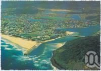 <span class="caption-caption">Aerial view looking south showing Tallebudgera Creek and Palm Beach</span>, c1970-2000. <br />Postcard, collection of <span class="caption-contributor">Murray Views Collection</span>.
