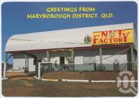 <span class="caption-caption">The Nut Factory, cnr Bruce Highway and Owanyilla Boundary Road, (6 kms North of Tiaro), Maryborough</span>, c1970-2000. <br />Postcard, collection of <span class="caption-contributor">Murray Views Collection</span>.
