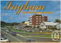 <span class="caption-caption">Lannercost Street showing the Memorial Roundabout, Ingham</span>, c1970-2000. <br />Postcard, collection of <span class="caption-contributor">Murray Views Collection</span>.