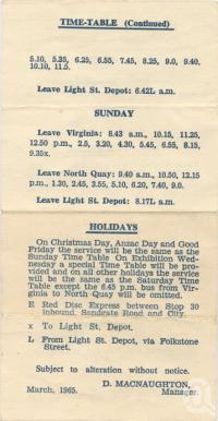 <span class="caption-caption">Virginia - North Quay Bus Service Timetable</span>, 1965. <br />Souvenir, collection of <span class="caption-contributor">John Young</span>.