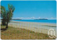 <span class="caption-caption">Looking along the beach at Seaforth towards Redcliffe Island, you can walk to these islands at low tide to see shells and coral</span>, c1970-2000. <br />Postcard, collection of <span class="caption-contributor">Murray Views Collection</span>.