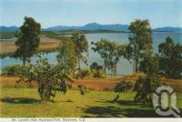 <span class="caption-caption">Mount Larcom from Auckland Park, Gladstone</span>, c1979. <br />Postcard folder by <span class="caption-publisher">Murray Views Pty Ltd</span>, collection of <span class="caption-contributor">Centre for the Government of Queensland</span>.