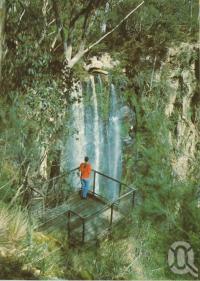 <span class="caption-caption">Queen Mary Falls from lookout, Killarney</span>, 1984. <br />Postcard folder by <span class="caption-publisher">Murray Views Pty Ltd</span>, collection of <span class="caption-contributor">Centre for the Government of Queensland</span>.