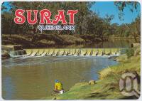 <span class="caption-caption">Fishing at the weir, on the Balonne River, Surat</span>, c1970-2000. <br />Postcard, collection of <span class="caption-contributor">Murray Views Collection</span>.