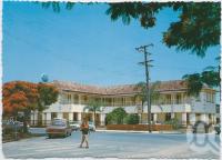 <span class="caption-caption">The Royal Mail Hotel showing the springtime bloom of the Poinciana Trees, Tewantin</span>, c1970-2000. <br />Postcard, collection of <span class="caption-contributor">Murray Views Collection</span>.