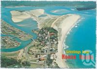 <span class="caption-caption">Aerial view featuring Hastings Street Shopping Centre, Noosa Woods Camping Reserve and Laguna Bay looking towards the mouth of the Noosa River</span>, c1970-2000. <br />Postcard, collection of <span class="caption-contributor">Murray Views Collection</span>.