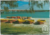 <span class="caption-caption">The Bribie Island Bridge crosses the Pumicestone Passage between Bellara and Toorbul Point</span>, c1970-2000. <br />Postcard, collection of <span class="caption-contributor">Murray Views Collection</span>.