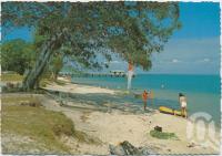 <span class="caption-caption">The beach at Bongaree featuring Pumicestone Passage, Bribie Island</span>, c1970-2000. <br />Postcard, collection of <span class="caption-contributor">Murray Views Collection</span>.