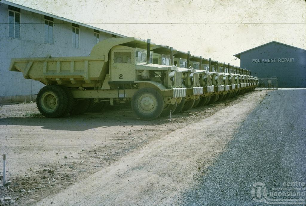 Euclid' trucks at the closing down sale of the Mary Kathleen mine