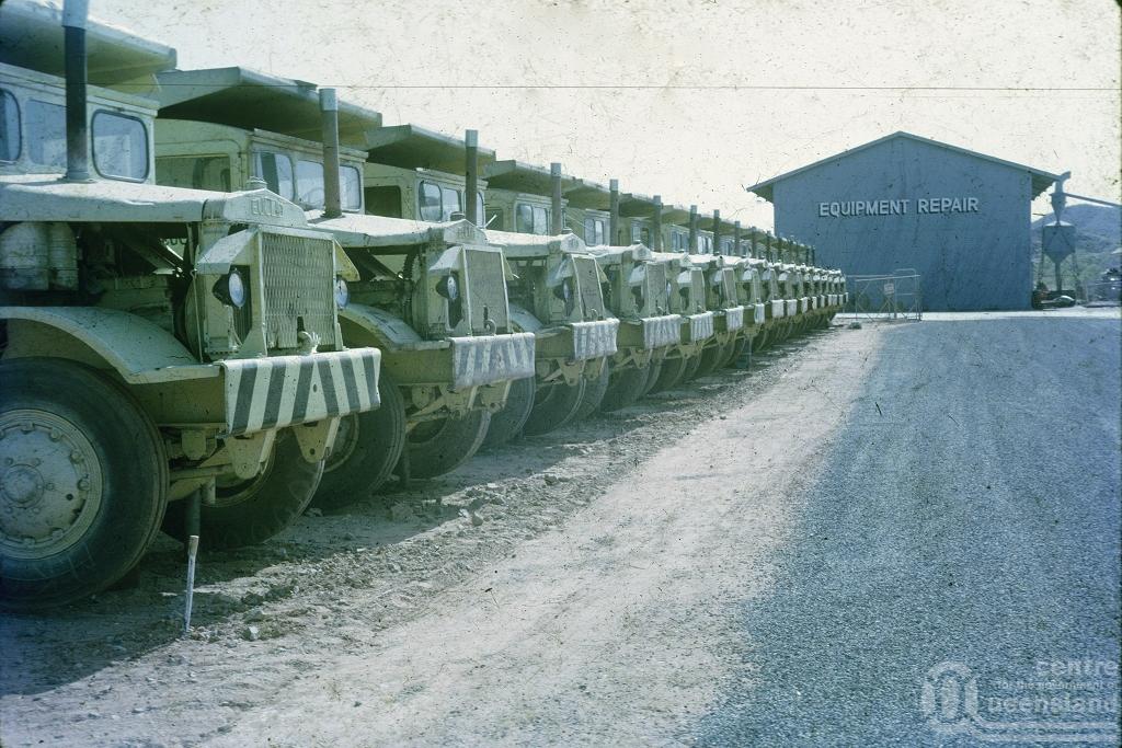 Euclid' trucks at the closing down sale of the Mary Kathleen mine